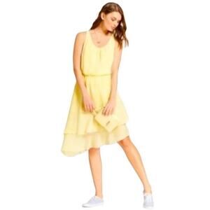 a new day Yellow Asymmetrical Gingham Dress